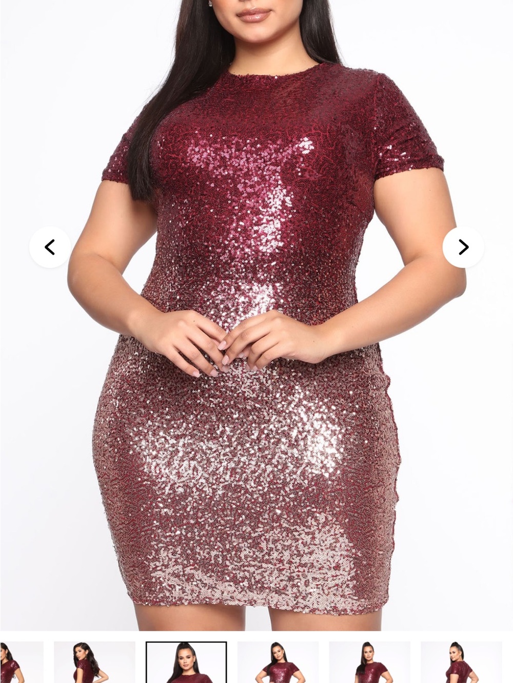 Fashion Nova Burgundy Sequin Ombre Mini Dress